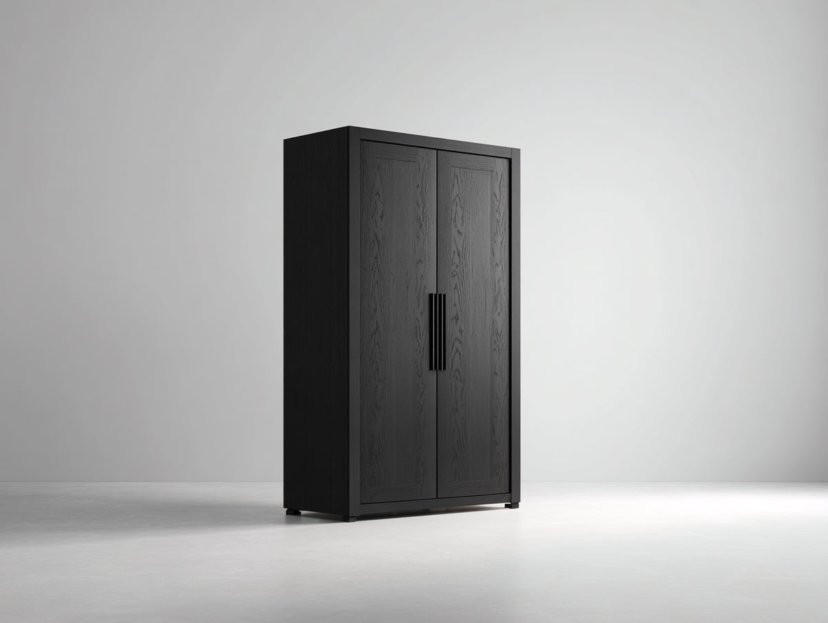Armadio - legno-metallo - 100 x 55 x 190 cm - Nero - stile moderno minimalista