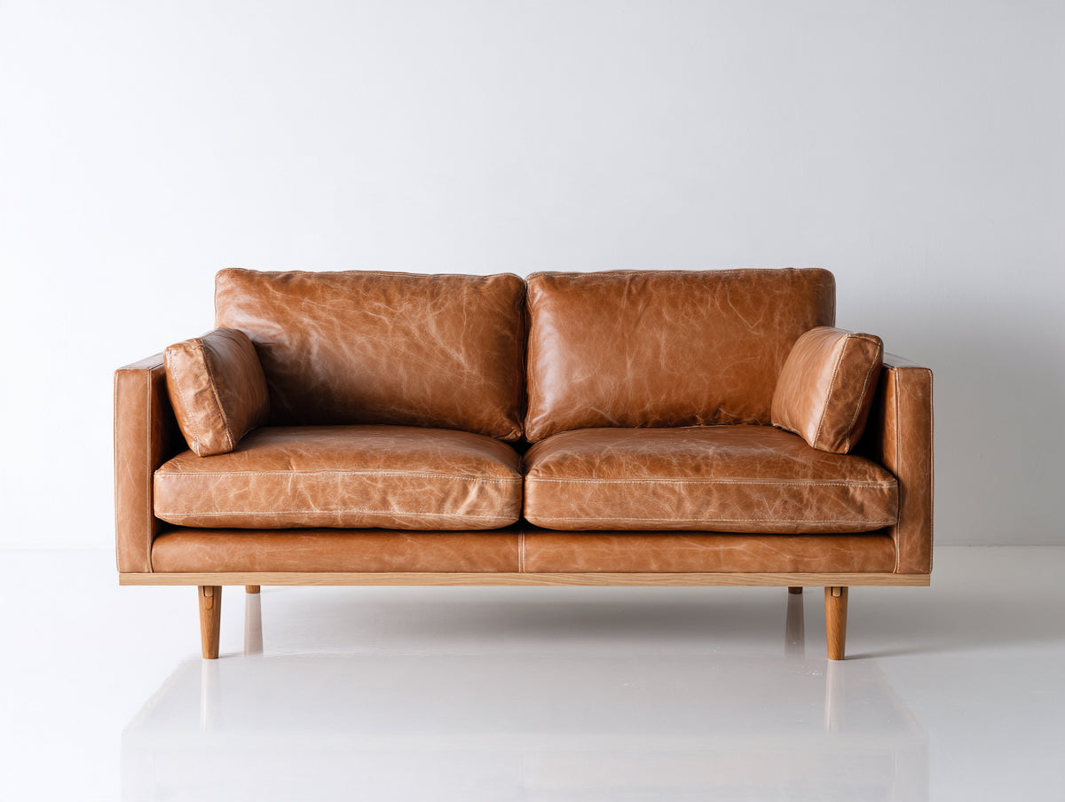 Divano a due posti-Pelle-182x86x78 cm-Cammello-Stile moderno minimalista