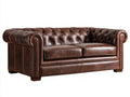 Divano a due posti-Pelle-190x88x80 cm-Marrone-Stile Chesterfield classico