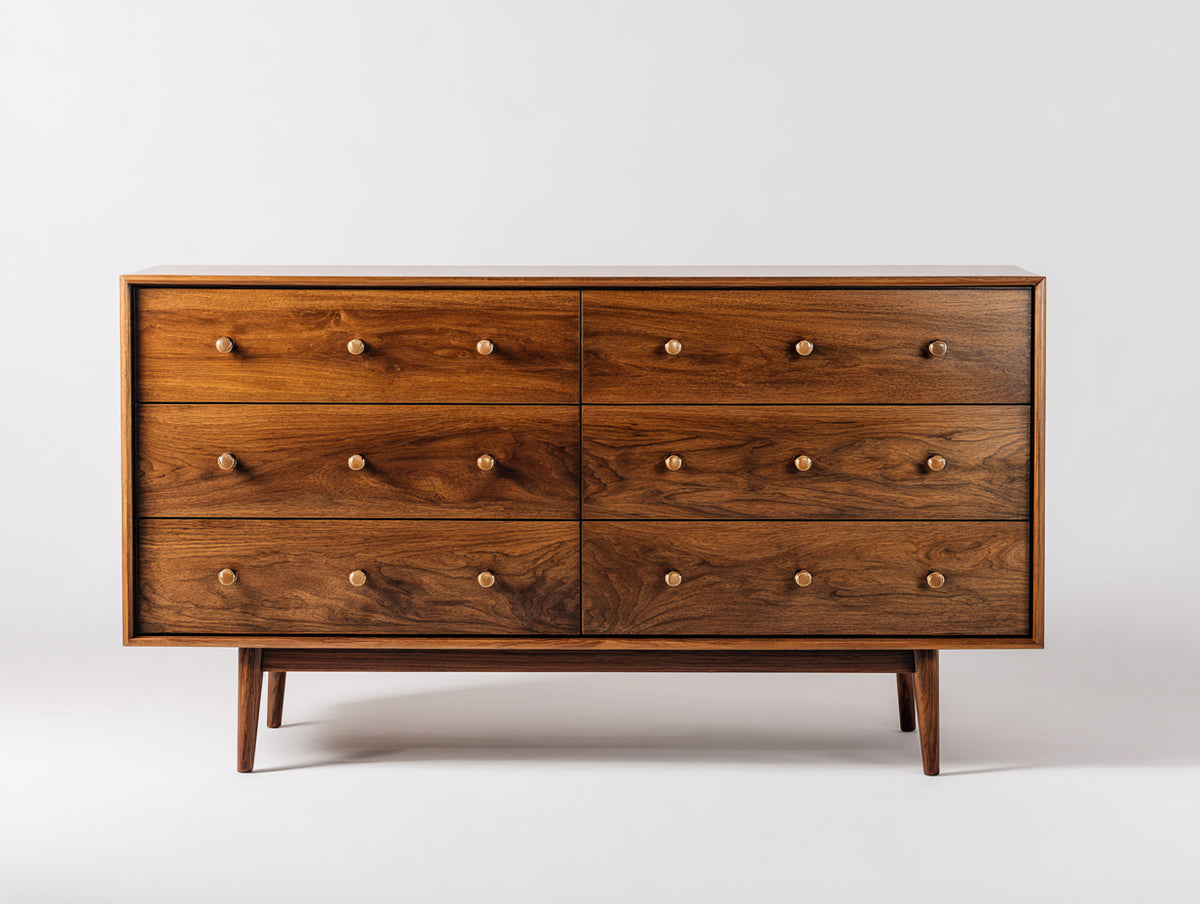 Cassettiera-Legno-180x45x75 cm-Marrone noce-Stile moderno