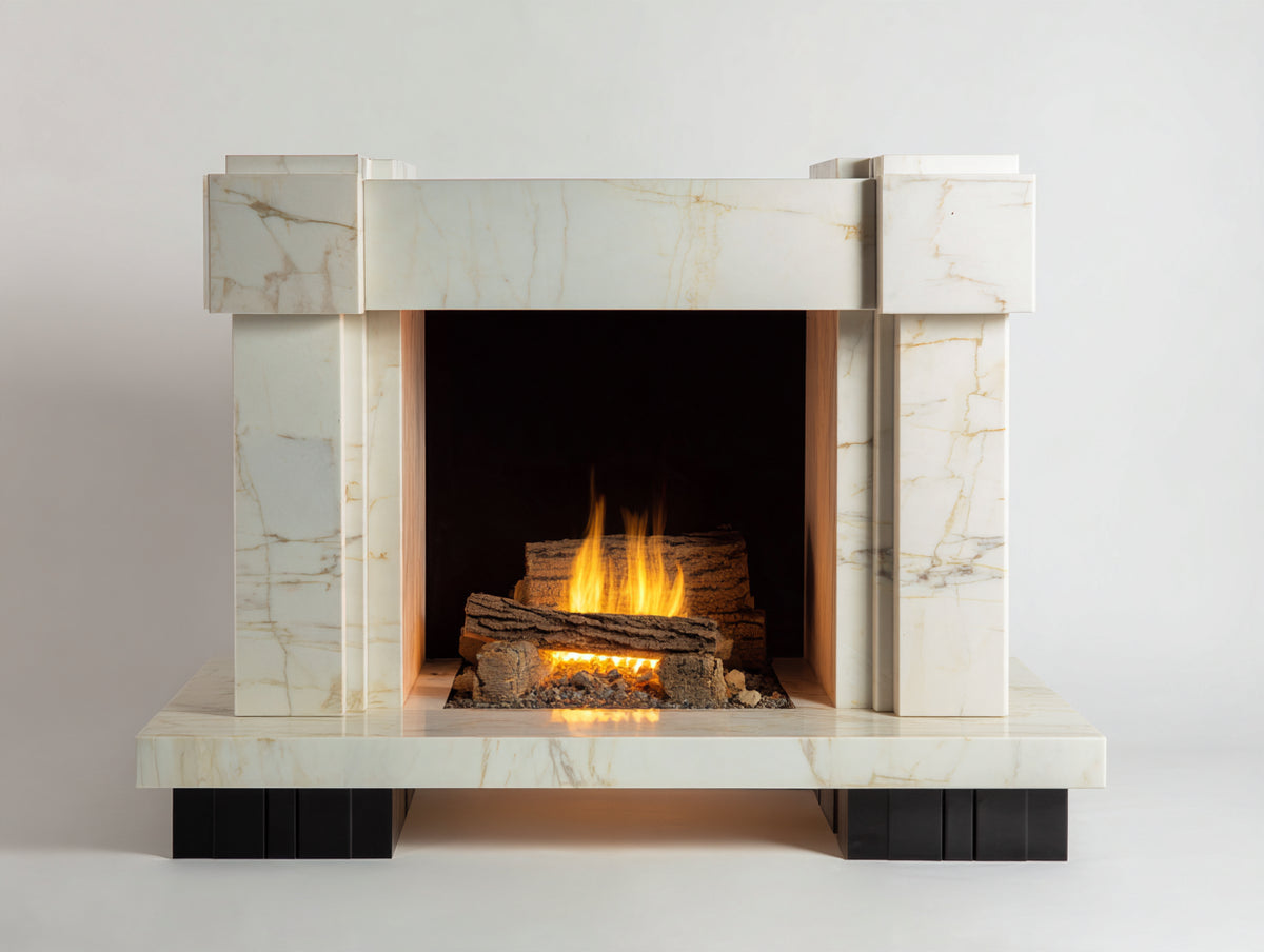 Camino-MDF-Pietra sintetica-155x45x120 cm-Bianco-Moderno