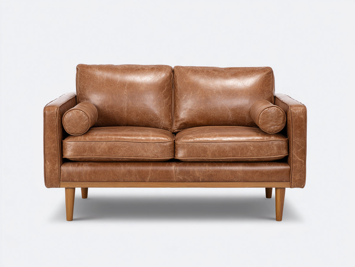 Divano a due posti-Pelle-178x84x77 cm-Cammello-Stile moderno minimalista