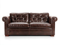Divano a due posti-Pelle-185x90x78 cm-Marrone-Stile Chesterfield classico