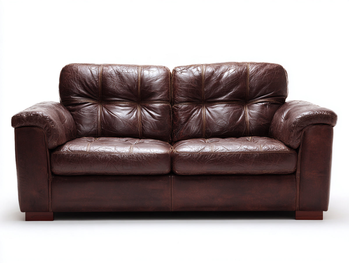 Divano a due posti-Pelle-188x92x80 cm-Marrone-Stile moderno classico