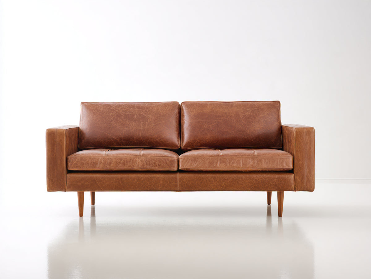 Divano a due posti-Pelle-185x85x78 cm-Marrone-Stile moderno minimalista
