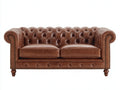 Divano a due posti-Pelle-185x90x78 cm-Marrone-Stile Chesterfield classico