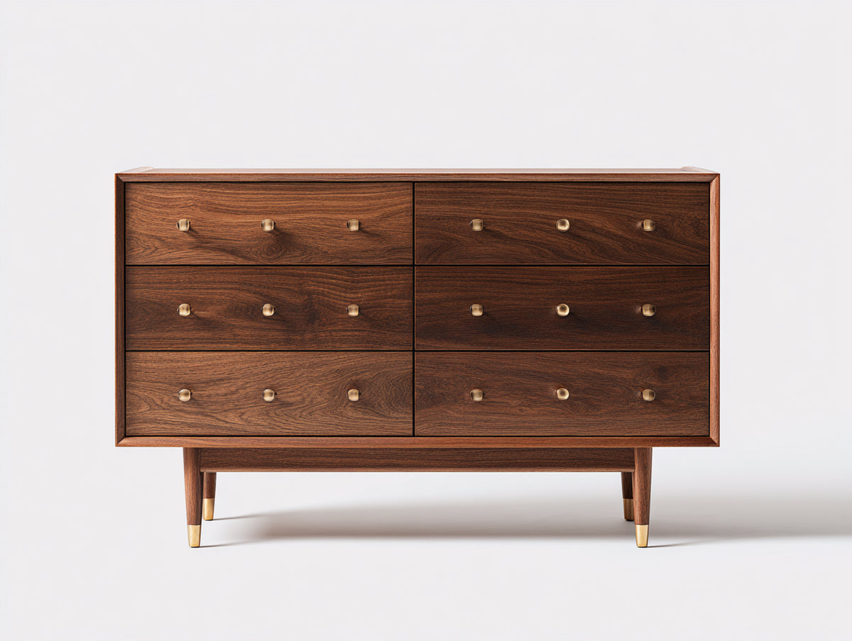 Cassettiera-Legno-170x45x75 cm-Marrone noce-Stile moderno