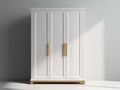 Armadio - legno-metallo - 155 x 56 x 205 cm - Bianco-Oro - stile classico elegante