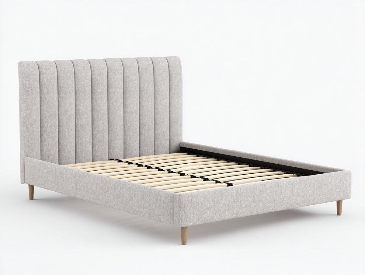 Letto matrimoniale-Tessuto-220x170x115 cm-Grigio-Design moderno