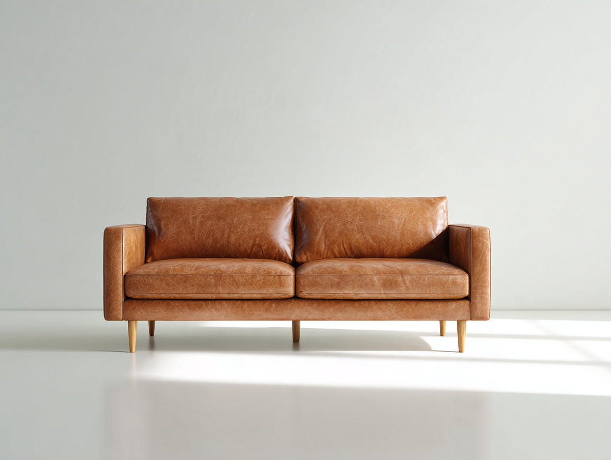 Divano a due posti-Pelle-185x85x78 cm-Marrone-Stile moderno minimalista
